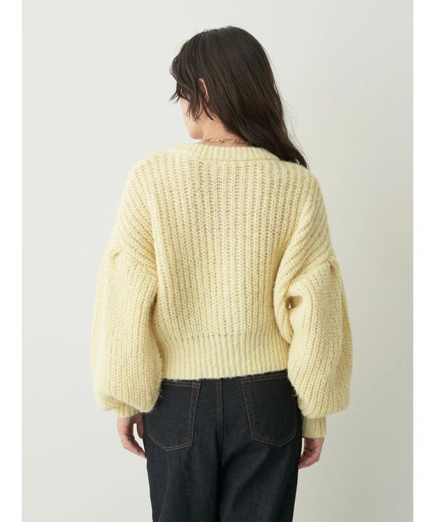 earth music&ecology ヘアリーショートニットカーディガン Light Yellow