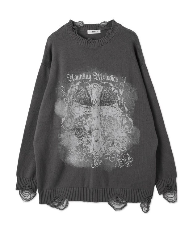 WEGO クラッシュBIGプリントニットプルオーバー スミクロ