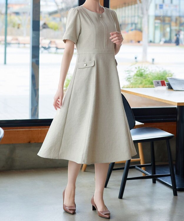 Tiaclasse 半袖サマーツイードワンピース ミント