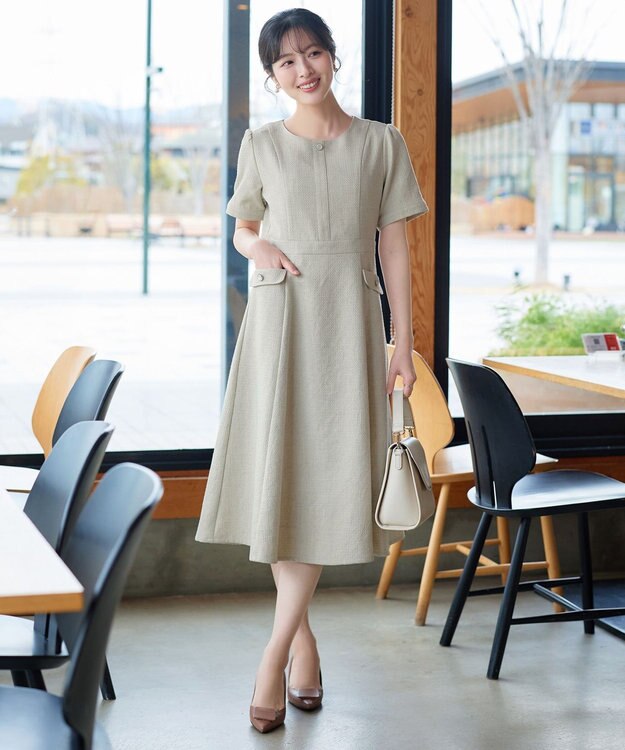 Tiaclasse 半袖サマーツイードワンピース ミント