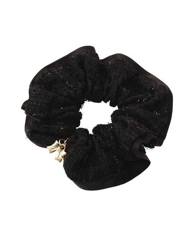 Maison de FLEUR ツイードリボンシュシュ Black