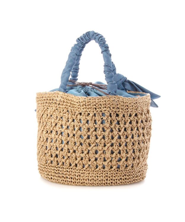 UNBILLION カシュカシュ cachecache / 下がりリボン柄編みトート ブルー