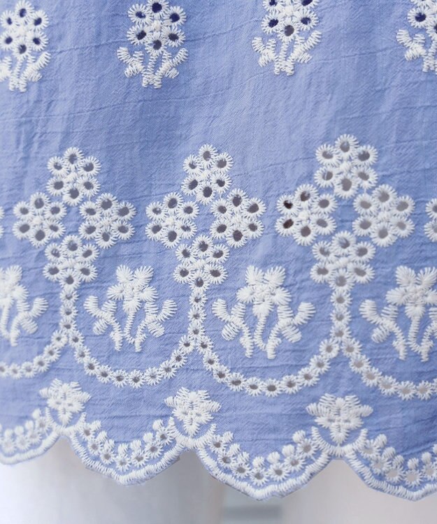 Tiaclasse 【洗える】スカラップレースチュニックブラウス サックス