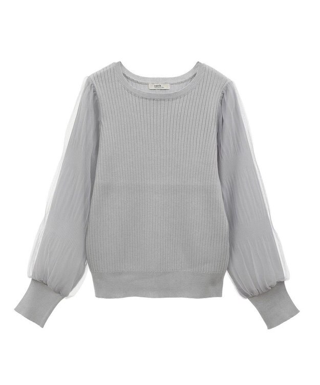 earth music&ecology マジョリカプリーツチュールニットプルオーバー Light Gray