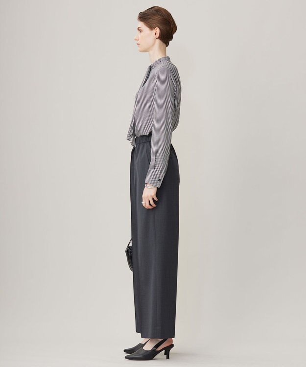 ICB 【洗える】Ｔ/Wブロード ワイドストレートパンツ チャコール系