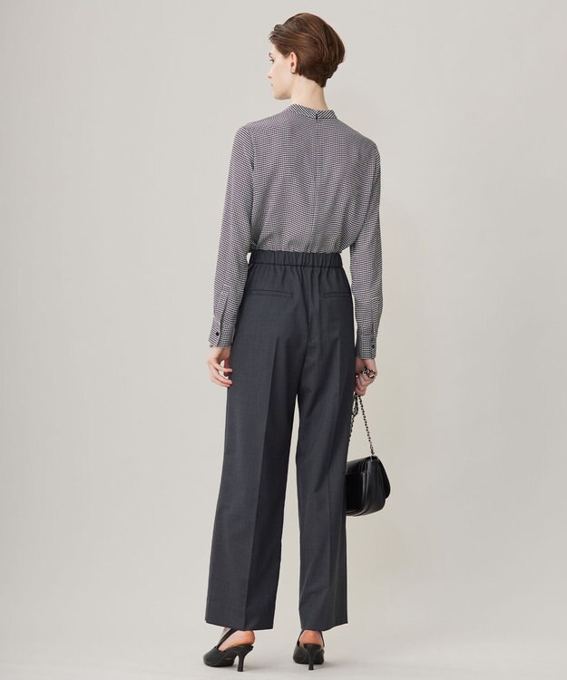 ICB 【洗える】Ｔ/Wブロード ワイドストレートパンツ チャコール系