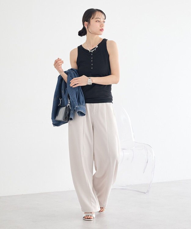 earth music&ecology 【SET】シアーフライスレイヤードタンクトップ Black