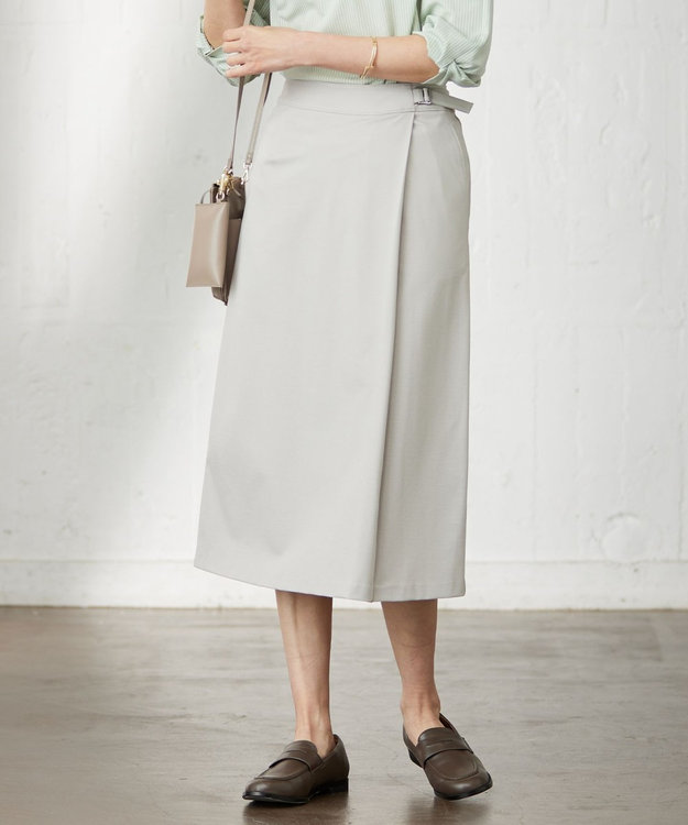 J.PRESS LADIES S 【洗える】 Hari-Puru jersey スカート ライトグレー系