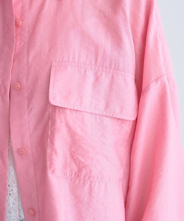 earth music&ecology Ｗポケットシャツ Pink