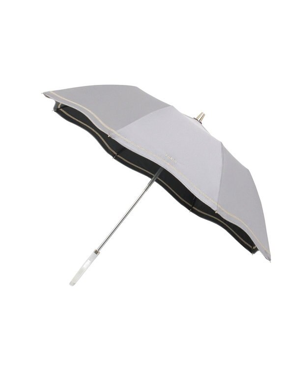 MOONBAT 【 遮光率100％/遮熱/UV】FURLA(フルラ) 晴雨兼用日傘 ジッパー刺繍 折りたたみ傘 楽折 ダークグレー