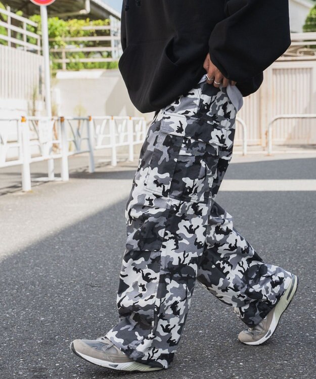 WEGO 【ユニセックス着用ITEM/SMLサイズ展開】ワイドカーゴパンツ 柄1