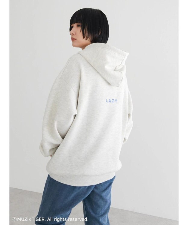Green Parks ムジークタイガー／裏起毛刺しゅうフーディー Oatmeal