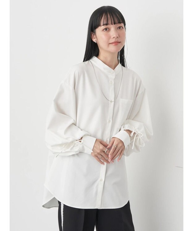 earth music&ecology リボンポイントシャツチュニック Off White