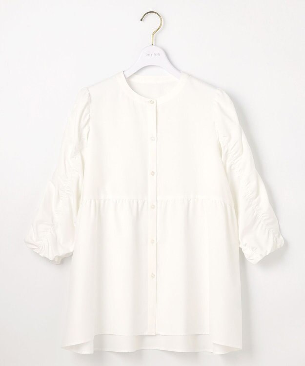 ANY SIS 【洗える】ギャザースリーブ ブラウス オフホワイト