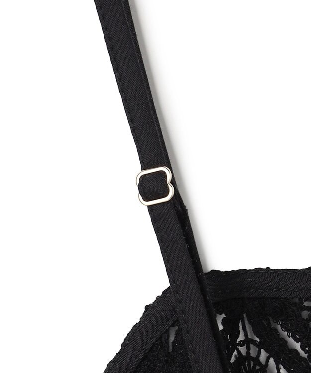 UNFILO L 【2点セット】ラッセルレース キャミレイヤード Tシャツ ブラック