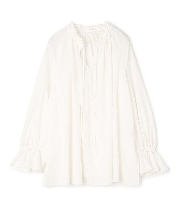 UNFILO L 2WAYギャザーブラウス ホワイト