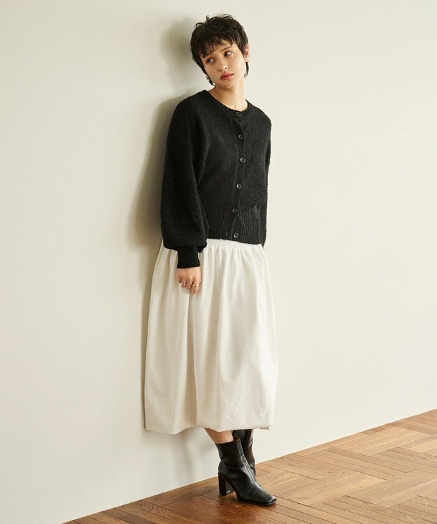 #Newans 【セレモニーにも】バルーンフレアニットスカート ホワイト