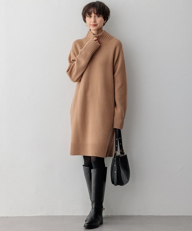 23区 S スーパージーロン ベビーメリノ ワンピース キャメル系