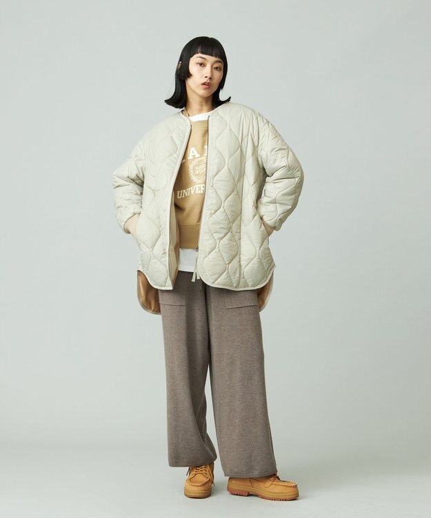 J.PRESS YORK STREET 【WOMEN】ショートキルトブルゾン ベージュ系