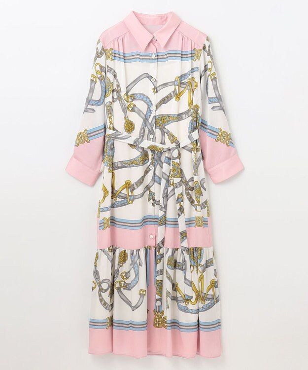 GRACE CONTINENTAL スカーフプリントシャツドレス ピンク