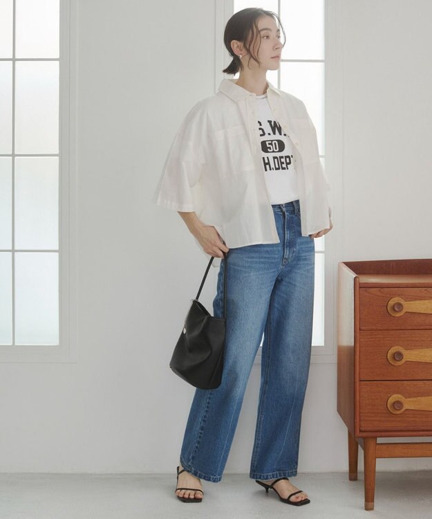 WEGO 【ANGIE VINTAGE】キャンブリックボイルオーバー半袖シャツ オフホワイト