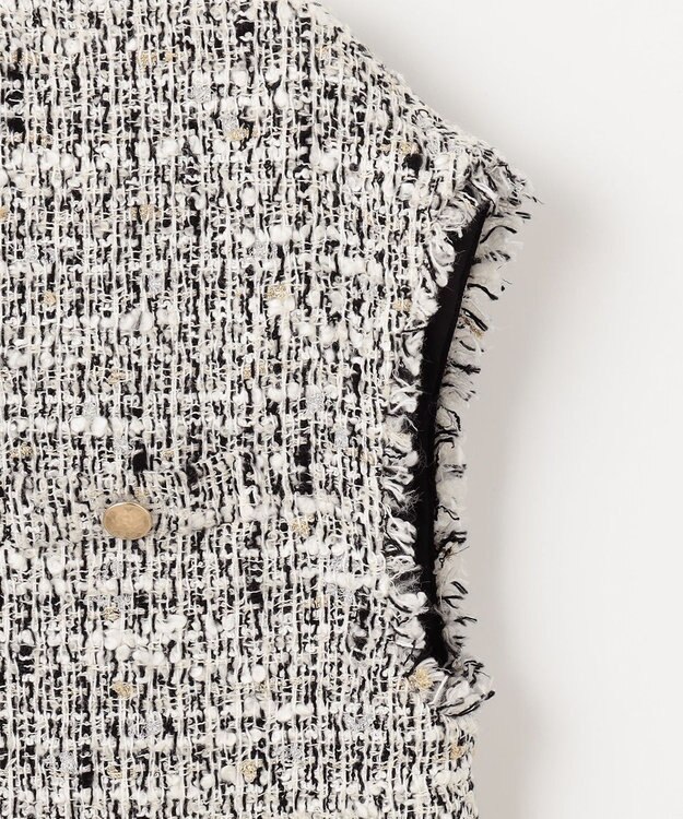 自由区 ラメキャンディーツイード ジレ モノトーン