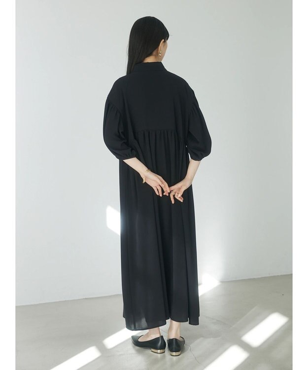 Green Parks ａ．衿付き切り替えワンピース Black