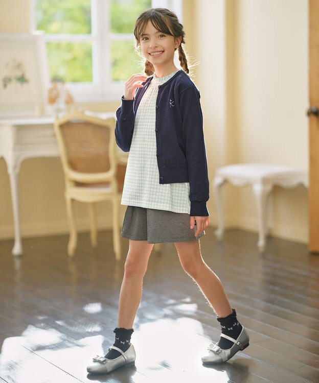 組曲 KIDS 【18-21㎝】かんたんストラップ バレエシューズ シルバー系