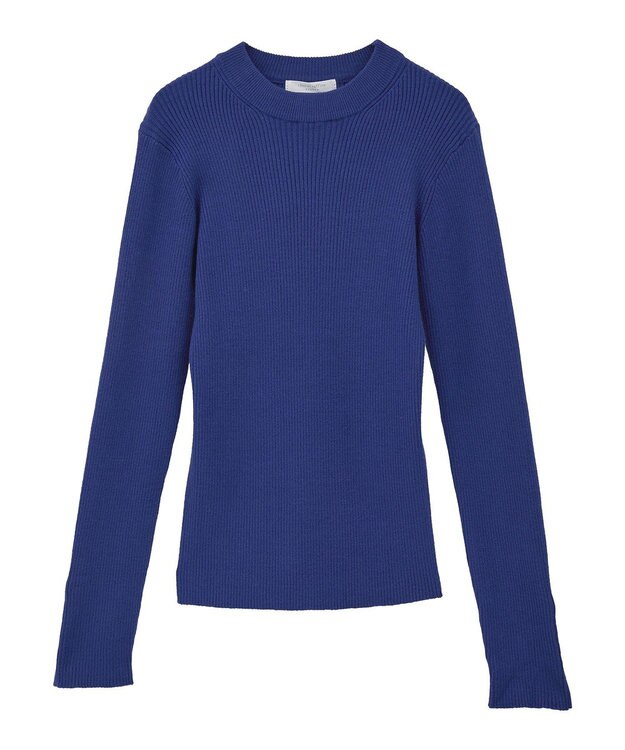 Green Parks もちやわ袖口釦リブニットプルオーバー Blue