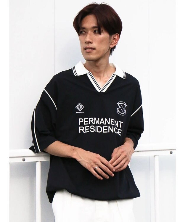 CRAFT STANDARD BOUTIQUE 接触冷感/UVカット/イージーケア/ストレッチ/ゲームシャツ-A Navy