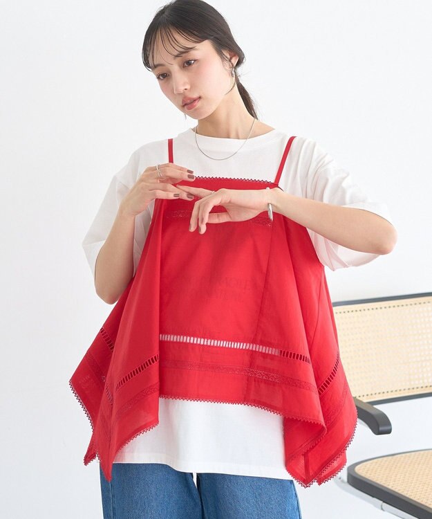 earth music&ecology ハンカチデザインキャミビスチェ Red