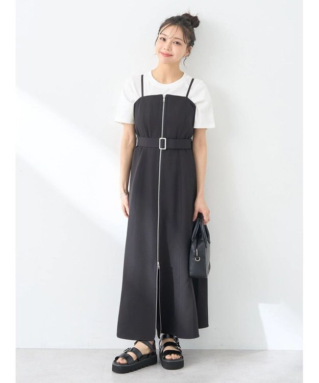 earth music&ecology ダブルジップキャミドレ Black