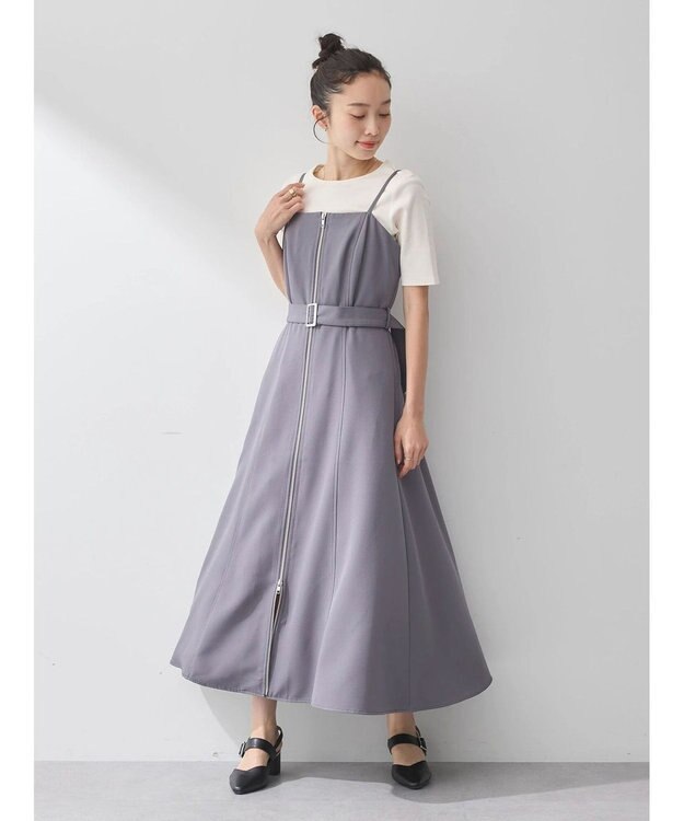 earth music&ecology ダブルジップキャミドレ Gray