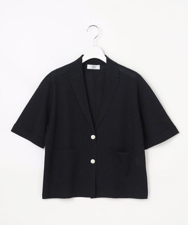 J.PRESS LADIES Vis/Peスパーク ハーフスリーブ ニットジャケット ネイビー系