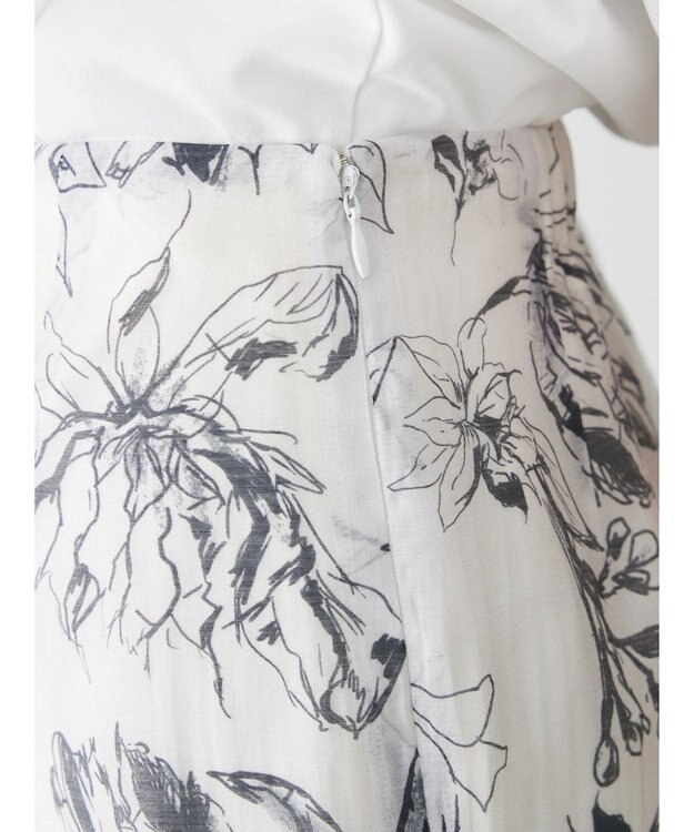 Green Parks モノトーンフラワータイトスカート Off White