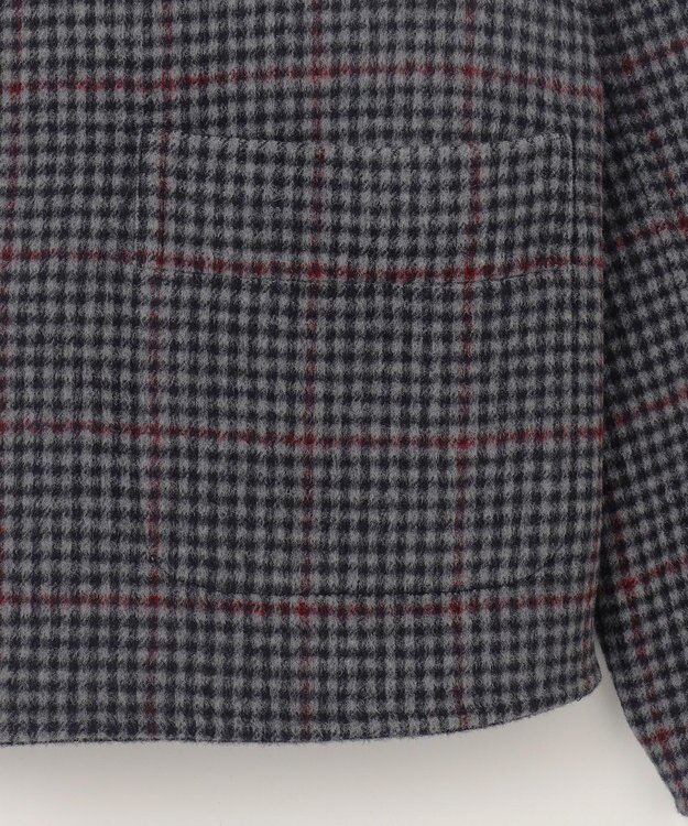 J.PRESS LADIES 【リバーシブル】ウールナイロンリバーチェック スタンドカラー コート ネイビー×チェック系