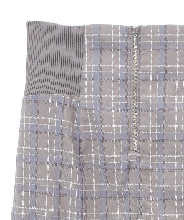 earth music&ecology サイドリブバックレースアップスカート Check Blue