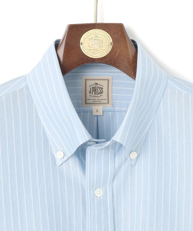 J.PRESS MEN 【KANEMASA JERSEY】【きちんと見え、快適な着心地】ストライプジャージ ボタンダウンシャツ / JAPAN MADE サックスブルー系1