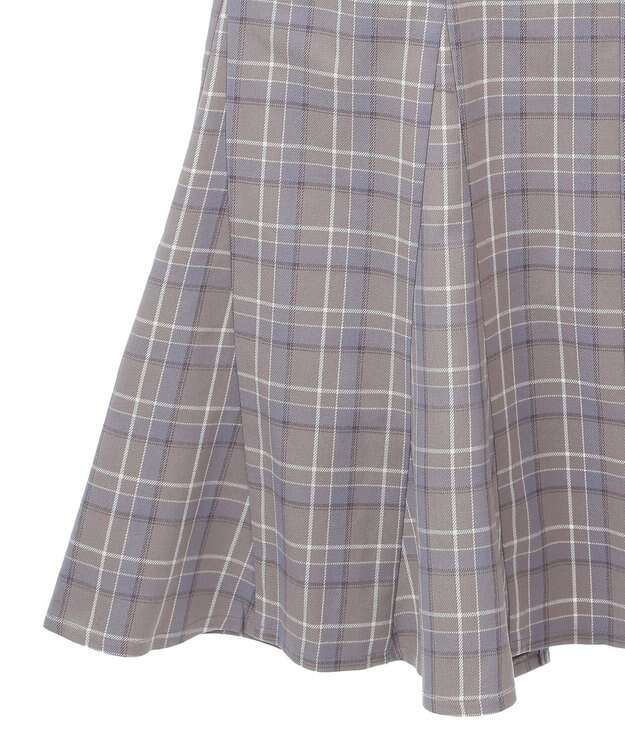 earth music&ecology サイドリブバックレースアップスカート Check Blue