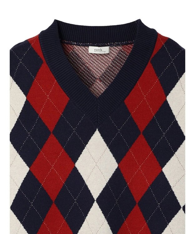 earth music&ecology アーガイルニットベスト Navy