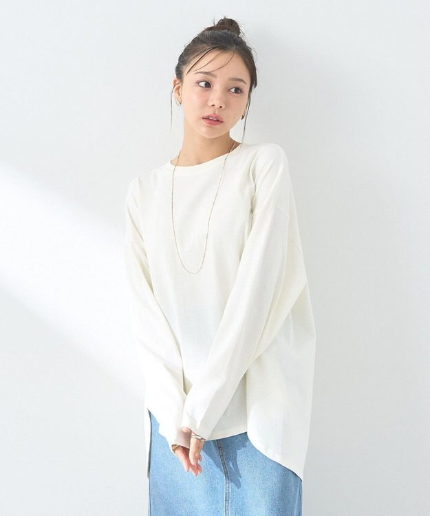 earth music&ecology ラウンドルーズロンＴ Ivory