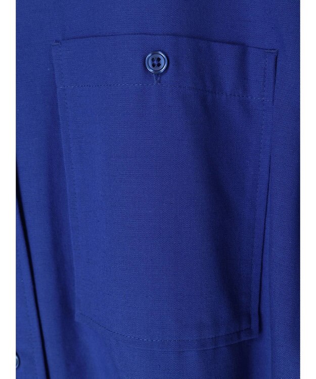 Green Parks 綿麻混開襟ワンピース Royal Blue