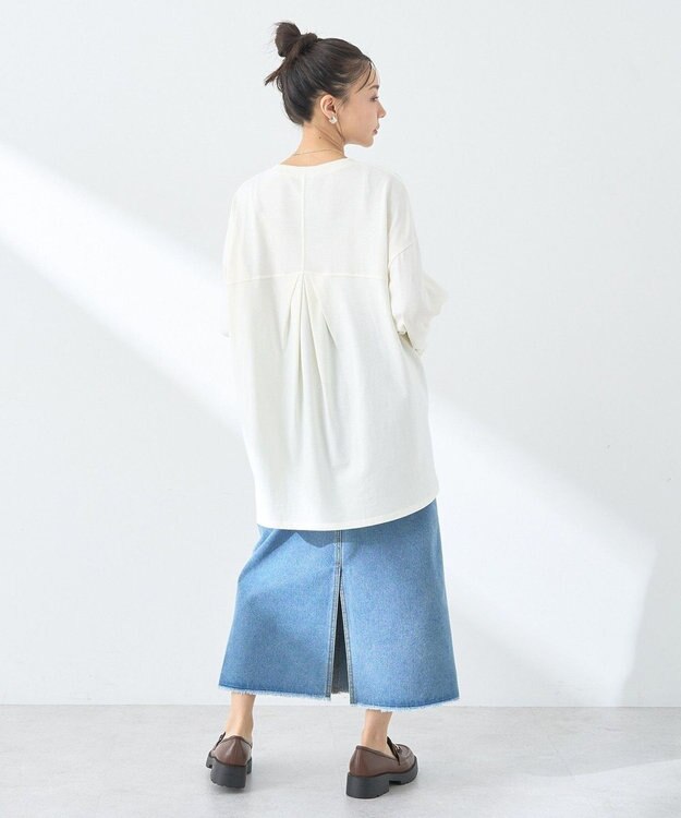 earth music&ecology ラウンドルーズロンＴ Ivory