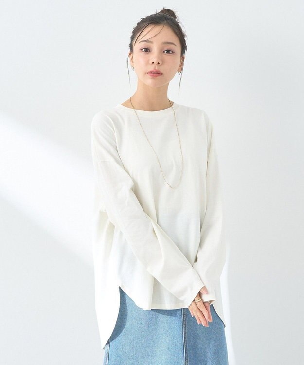 earth music&ecology ラウンドルーズロンＴ Ivory