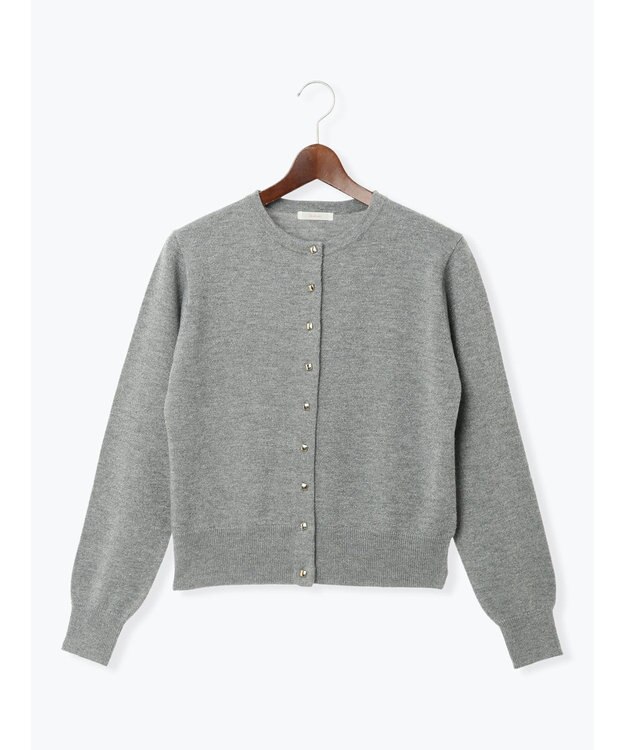 Te chichi メタルスクエア釦クルーネックカーディガン シルバー