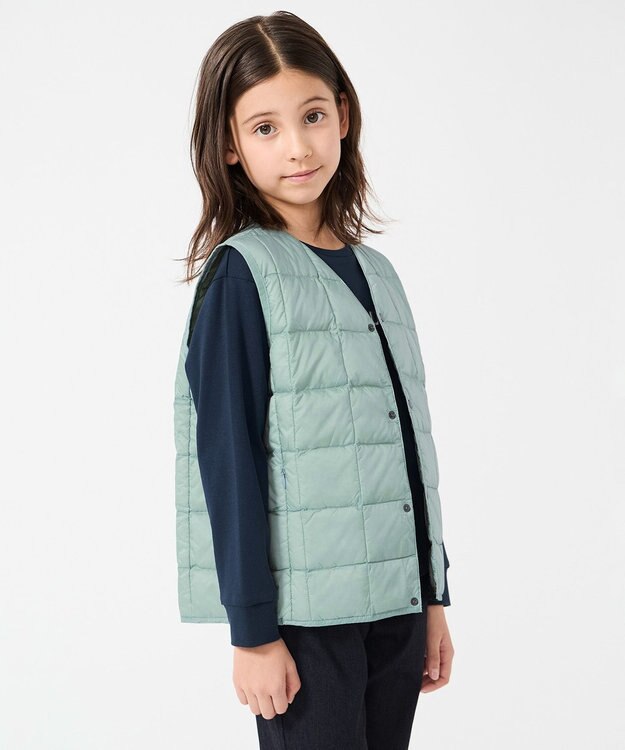 UNFILO 【120-150cm】TAION Vネック ダウンベスト(UNISEX) アイスミント