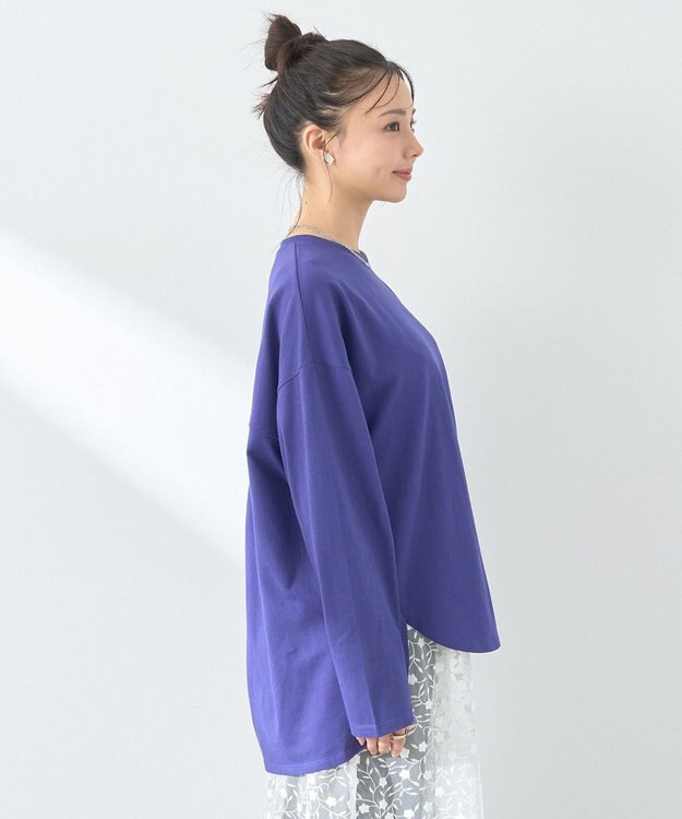 earth music&ecology ラウンドルーズロンＴ Blue