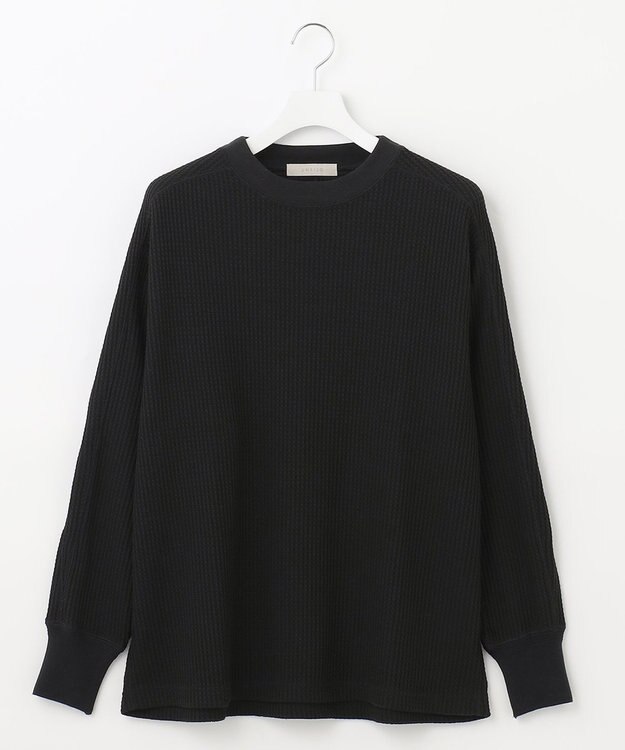 UNFILO MENS イージーケア ワッフル クルーネック [23年春夏商品] ブラック