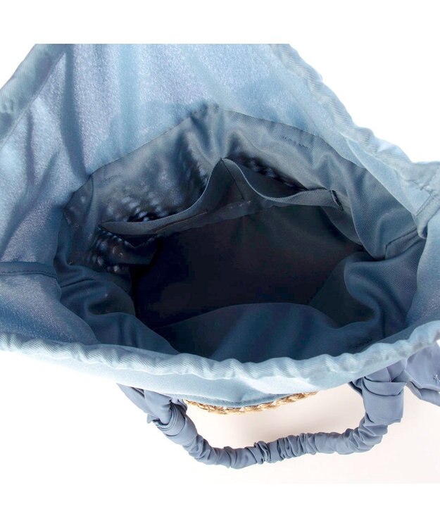 UNBILLION カシュカシュ cachecache / 下がりリボン柄編みトート ブルー