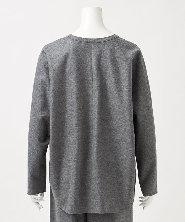 23区 【エステータ】ウールツイルジャージー スリットネック ブラウス グレー